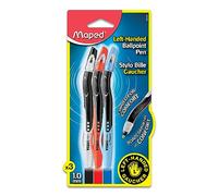 Maped Helix Usa Visio Lot de 3 stylos pour gaucher Noir/bleu/rouge/acrylique Multicolore