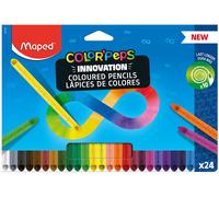 Maped - crayons de couleur innovants COLOR'PEPS INFINITY - mine 100% colorée - pas besoin de tailler - 100% utilisable - doux & très agréable sur le papier - lot de 24