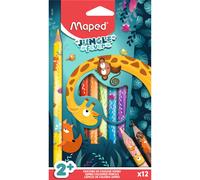 Maped Jungle Fever Crayons de Couleur Jumbo Lot de 12 Triangulaires