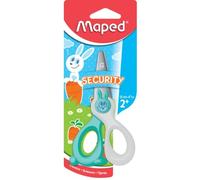 Maped Kidi Cut Security Ciseaux de Sécurité 12cm pour Bébé Dès 2 ans Découpe facile Bouts Ronds et Lames en Fibre de verre - Droitiers et Gauchers - Blanc/Turquoise