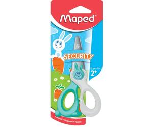 Maped Kidi Cut Security Ciseaux de Sécurité 12cm pour Bébé Dès 2 ans Découpe facile Bouts Ronds et Lames en Fibre de verre - Droitiers et Gauchers - Blanc/Turquoise