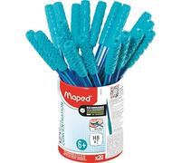 Maped - Kidy Learn Concentration- 20 Crayons Graphite Ergonomiques avec Embout Relaxant à Mâcher - Mine HB2 - Corps Texturé avec Grip