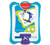 MAPED Kit ardoise blanche avec motifs grille bleue-avec feutre & effaceur-grds carreaux(Seyès)-cadre bleu