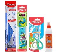 Maped Kit de bricolage pour enfants | Crayon, règle Twist & Flex, ciseaux à coupe Kidi, colle blanche - un matériel d'artisanat complet | Crayons en bois | Ciseaux résistants aux chocs | Idéal pour