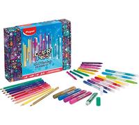 Maped - Kit de Coloriage Scintillant Color’Peps - 8 Feutres à paillettes + 10 Crayons de couleur + 8 craies + 5 tubes de gel à paillettes 984722 Multicolore