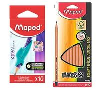 Maped Kit d'Écriture - 10 Guides Doigts Requin & 10 Crayons Black'Peps Bundle
