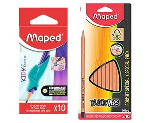 Maped Kit d'Écriture - 10 Guides Doigts Requin & 10 Crayons Black'Peps Bundle