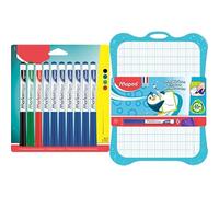 Maped Kit Tableau Blanc - 10 Marker'Peps & Ardoise Effaçable avec Accessoires Bundle