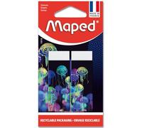Maped - Lot de 2 Gommes Blanches DeepSea Paradise - Gommes Scolaires Dust-Free - Sans PVC ni Phtalate - Fourreau décoré- Fabriquées en France