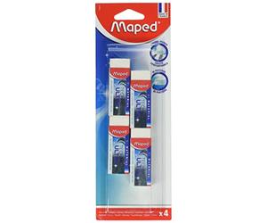 Maped - Lot de 4 Gommes Technic Ultra Classic Blanches Bi-Matière Dust Free Sans PVC Fabriquées en France