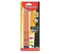 Maped -Lot de 6 Crayons à Papier Graphite Hb et Gomme Technic 600 - crayon Ergonomique Triangulaire - Gomme Blanche Dust Free