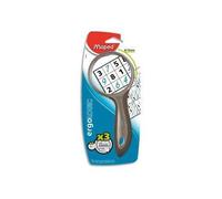 Maped Loupe ronde 75 mm - poignée soft touch, verre fumé, grossissement 3×, Noir/Gris