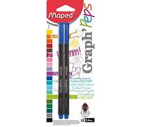 Maped m749140 - Fineliner Graph Peps pointe en métal, 0,4 mm, lot de 2, bleu