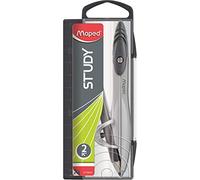 Maped Maped - Coffret Compas Study à Bague Universelle - Branches en Métal - Boîtier avec Règle Intégrée - À Partir de 10 Ans - Coloris Noir, 1 Unité (Lot de 1)