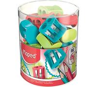 Maped - Matériel scolaire - Présentoir de 20 taille-crayons Vivo - Possède 2 trous pour aiguiser - Taille compacte pour la trousse - Forme ergonomique - 3 couleurs différentes