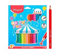 Maped - Maxi Crayons de Couleur Color'Peps - 18 Crayons de Couleurs Jumbo en Bois Certifié FSC pour Bébé +2 ans