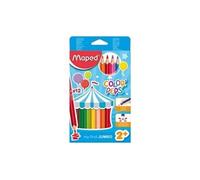 Maped - Maxi Crayons de Couleur Color'Peps - Premiers Crayons de Coloriage pour Bébé +2 ans - Boîte de 24 Crayons de Couleurs Jumbo en Bois Certifié FSC
