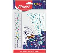 Maped - Kit Twist’N Flex Pixel Party - 3 pièces incassables (règle 15, équerre 60°, rapporteur 180°)