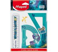 Maped - Mini Kit de Traçage Twist'N Flex Dragon - 3 Pièces - Incassable - Règle 15 cm + Equerre 60° + Rapporteur 180°