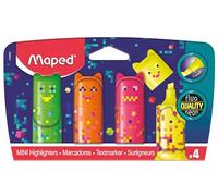 Maped - Mini Surligneurs Pixel Party - Petits Surligneurs de Poche Originaux en forme de personnages - Vert, Orange, Rose, Jaune