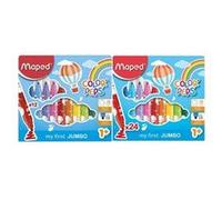 Maped Color'Peps Gros Feutres de Coloriage Premier âge pour Bébé et Enfant dès 1 an avec Pointe Sécurisée et Encre Lavable à l'eau - Boîte de 24 Feutres Jumbo Assortis