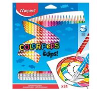 Maped Crayons de coloriage Color'Peps Couleur Oops – effaçables, embout gomme, pochette 24
