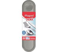 Maped Picnik Adulte - Ensemble de Couverts Transportables - Acier inoxydable -Boite et Couverts Nomades, pour le Bureau et Déplacements - Facile à Nettoyer - Couverts en Inox - Boite Gris