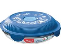 Maped Picnik - Assiette à Déjeuner en Verre avec Couvercle Etanche - Bol Boite Alimentaire Compatible Micro-Ondes, Four et Lave-Vaisselle - Décoration Cyanotype, 700 ml, Bleu