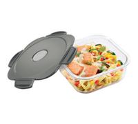Maped Picnik - Boîte à Déjeuner en Verre avec Couvercle Etanche - Boite Alimentaire Compatible Micro-Ondes, Four et Lave-Vaisselle - 1,2L - Gris