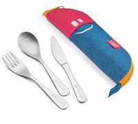 Maped Set de couverts Picnik Concept Kids – Acier inoxydable, étui en tissu rose