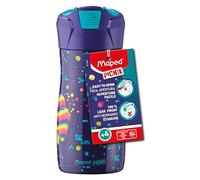Maped Gourde enfant Picnik – système à pipette étanche, ouverture bouton, inox – Pixel Party 430 ml