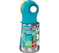 MAPED Picnik - Gourde Enfant Inox 350ml Jungle Fever - Ouverture Facile - Étanche et Durable - Pipette et Paille Amovibles - Poignée Intégrée - Nettoyage Facile au Lave-Vaisselle