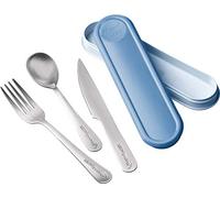 Maped Picnik - Set de Couverts en Inox - Boîte de Rangement Compacte - Compatibles Lave-Vaisselle - 3 Pièces : Fourchette, Couteau et Petite Cuillère