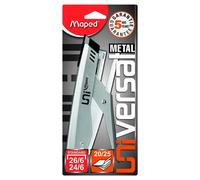 Maped - Pince agrafeuse Métal Universal - Compatible Agrafes N°24/6 et 26/6 - Capacité 20 à 25 Feuilles - Avec 400 Agrafes 26/6 Incluses - Gris