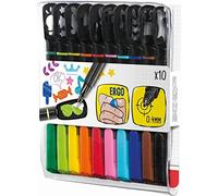Maped - Pochette de 10 feutres fins Graph'Mania - Feutres fins avec pochoirs à clipper - Pointe fine 0,4 mm - 10 feutres fins colorés et 24 pochoirs