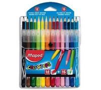 Maped Crayons de couleurs et feutres Color'peps – Étui 15 crayons + 12 feutres