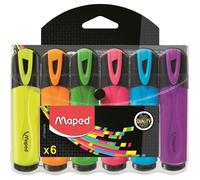 Blister de 6 marqueurs fluo peps couleurs classiques ligne 1-5mm. maped 742557