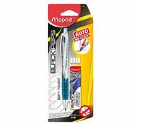 Maped - Porte-Mine HB 0,7mm + Étui-Mines + 4 Gommes - Crayon à Mine avec Embout Gomme et Sortie de Mine Automatique - Préhension Soft - Coloris Aléatoire Bleu, Rose, Vert