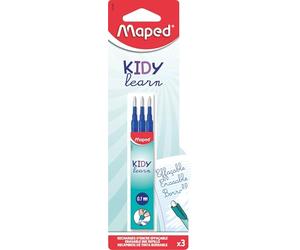 Maped - Recharges d'Encre Effaçable Kidy Learn - 3 Cartouches Bleues