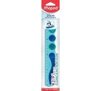 Maped - Règle 20cm Kidy Learn Concentration - Matière PET Incassable - Zones Tactiles amovibles - Système Grip - Graduation Contrastée