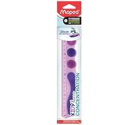 Maped - Règle 20cm Kidy Learn Concentration Violette - Matière PET Incassable - Zones Tactiles amovibles - Système Grip - Graduation Contrastée