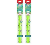 Maped - Règle 30 cm Incassable - Triple Décimètre Souple - Règle Résistante avec Poignée - Toucher Soft Anti-Dérapant - Coloris Vert (Lot de 2)