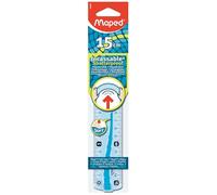 Maped Règle plate INCASSABLE avec bords anti-taches et soft anti-dérapant - Règle plate 15 cm Coloris Bleu