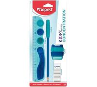 Maped 4 pièces Kidy Learn Concentration – Règle PET 20 cm, taille‑crayons, gomme, embout relaxant