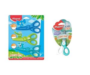 Maped - Set de 3 ciseaux créatifs KIDICRAFT 12 cm - 3 formes de découpe & Kidi Cut Security Ciseaux de Sécurité 12cm pour Bébé Dès 2 ans Découpe facile Bouts Ronds et Lames en Fibre de verre