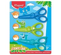 Maped - Set de 3 ciseaux créatifs KIDICRAFT 12 cm - 3 formes de découpe - Sécurité - Bouts ronds - Lames plastique - Pour enfants - Dès 3 ans