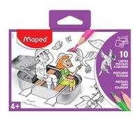 SUPPORT A COLORIER CARTES POSTALES A COLORIER X10 COULEUR ASSORTI POCHET CARTON