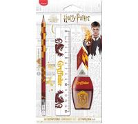 Maped - Set Papeterie Harry Potter Gryffondor - 1 Règle 15 cm, 1 Taille-crayons, 1 Crayon Graphite Embout Gomme, 1 Gomme