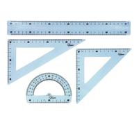 Maped Study - Ensemble incassable 4 pièces avec règle 30 cm, 2 équerres, rapporteur