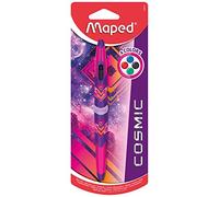 Maped - Stylo Bille 4 couleurs Twin Tip Tatoo Cosmic Teens - Stylo Double Pointe - 4 Stylos en 1 - Pointes moyennes 1 mm - Rose